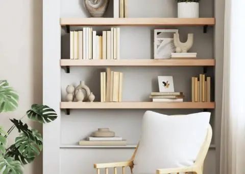 Raft de perete, 80x20x4 cm, lemn masiv de fag - 1/5