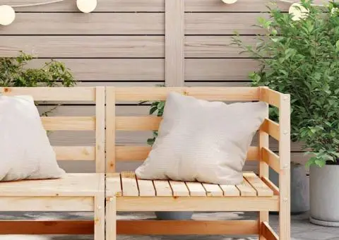 Canapea de colț de grădină, 70x70x67 cm, lemn masiv pin - 3/5