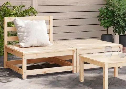 Canapea de grădină fără brațe cu taburet, lemn masiv de pin - 1/5