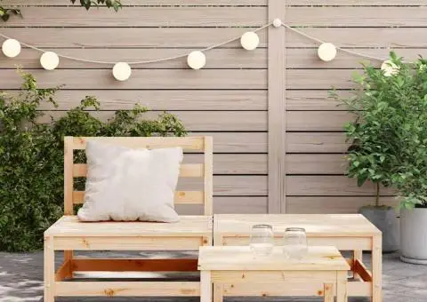 Canapea de grădină fără brațe cu taburet, lemn masiv de pin - 3/5