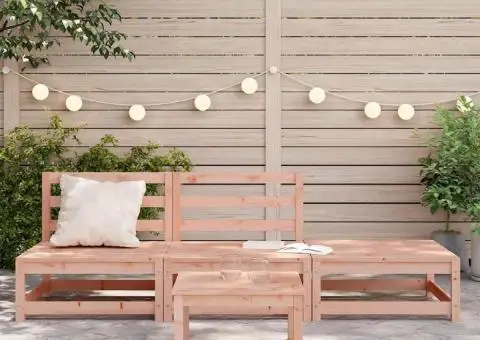 Canapea de grădină fără cotiere cu taburet, lemn masiv douglas - 3/5