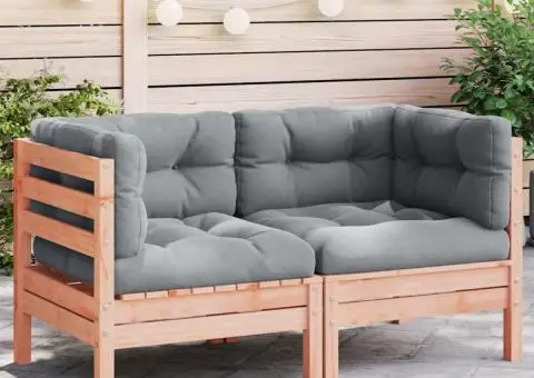 Canapea colțar de grădină cu perne, 2 buc., lemn masiv douglas - 1/5