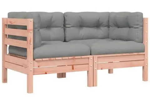 Canapea colțar de grădină cu perne, 2 buc., lemn masiv douglas - 2/5