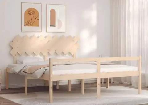 Cadru de pat senior cu tăblie, Super King Size, lemn masiv - 1/5