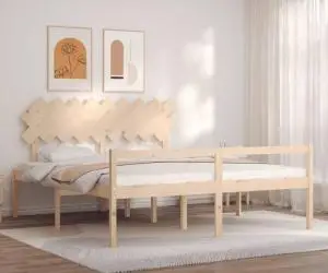 vidaXL Cadru de pat senior cu tăblie, Super King Size, lemn masiv