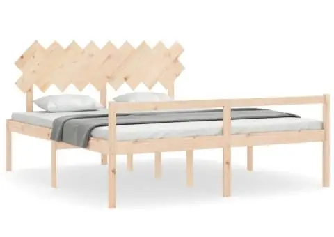 Cadru de pat senior cu tăblie, Super King Size, lemn masiv - 2/5