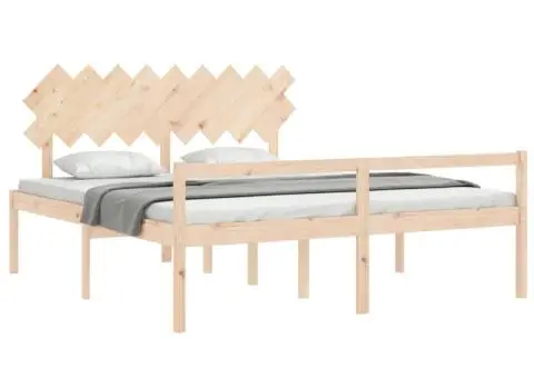 Cadru de pat senior cu tăblie, Super King Size, lemn masiv - 4/5