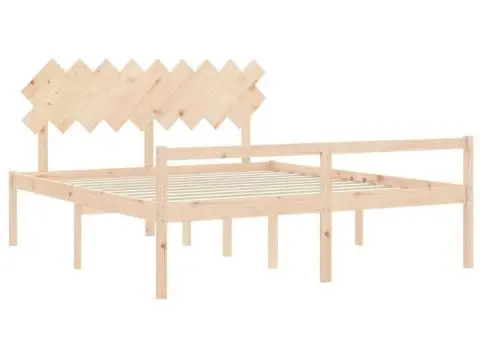 Cadru de pat senior cu tăblie, Super King Size, lemn masiv - 5/5