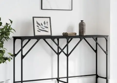 Măsuță consolă, negru, 140x29x75 cm, lemn compozit - 3/5