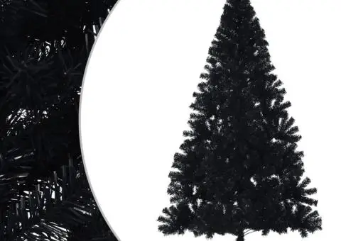 Jumătate brad de Crăciun artificial cu suport, negru 180 cm PVC - 2/5