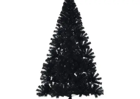 Jumătate brad de Crăciun artificial cu suport, negru 180 cm PVC - 3/5