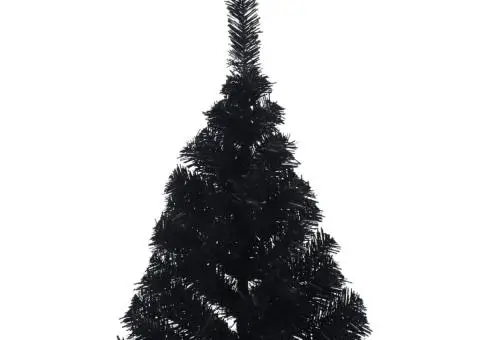 Jumătate brad de Crăciun artificial cu suport, negru 180 cm PVC - 5/5