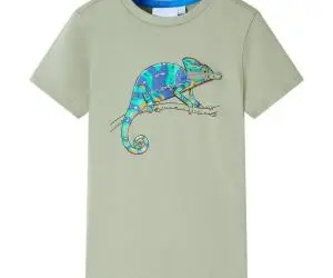 Tricou pentru copii cu mâneci scurte, kaki deschis, 128