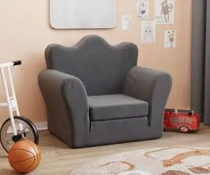 vidaXL Canapea extensibilă pentru copii, antracit, pluș moale