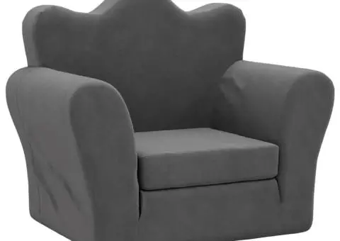 Canapea extensibilă pentru copii, antracit, pluș moale - 2/5