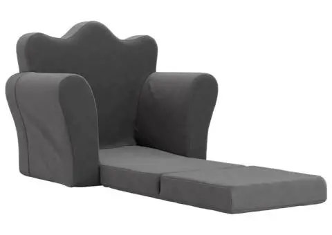 Canapea extensibilă pentru copii, antracit, pluș moale - 4/5