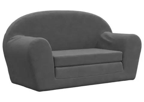 Canapea extensibilă de copii cu 2 locuri, antracit, pluș moale - 2/5