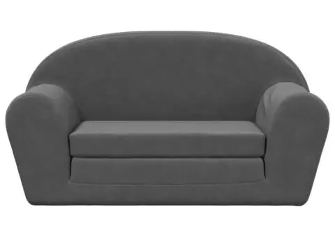 Canapea extensibilă de copii cu 2 locuri, antracit, pluș moale - 3/5