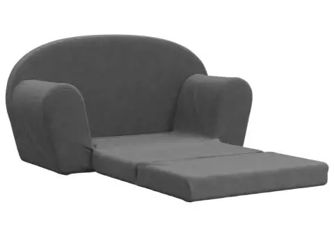 Canapea extensibilă de copii cu 2 locuri, antracit, pluș moale - 4/5