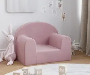 vidaXL Canapea pentru copii, roz, pluș moale