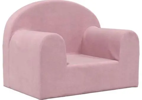 Canapea pentru copii, roz, pluș moale - 2/5
