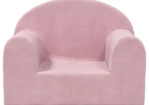 Canapea pentru copii, roz, pluș moale - 3/5