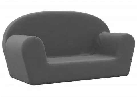 Canapea pentru copii cu 2 locuri, antracit, pluș moale - 2/5