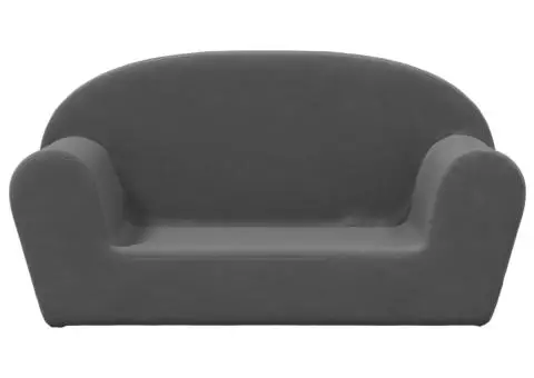 Canapea pentru copii cu 2 locuri, antracit, pluș moale - 3/5