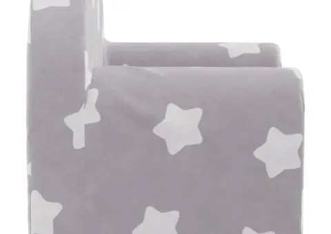 Canapea extensibilă de copii, gri deschis cu stele, pluș moale - 5/5