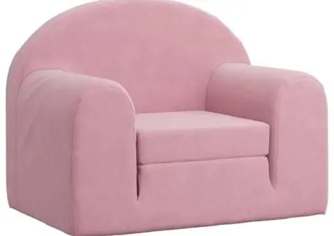 Canapea extensibilă pentru copii, roz, pluș moale - 2/5