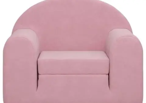 Canapea extensibilă pentru copii, roz, pluș moale - 3/5