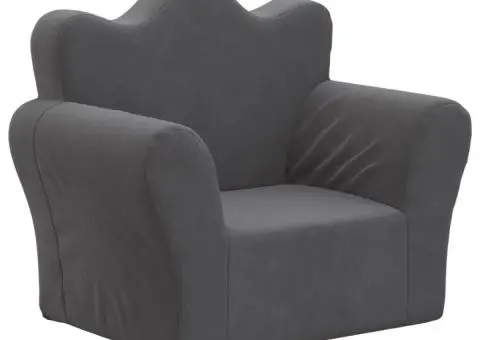 Canapea pentru copii, antracit, pluș moale - 2/5