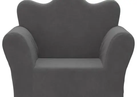 Canapea pentru copii, antracit, pluș moale - 3/5