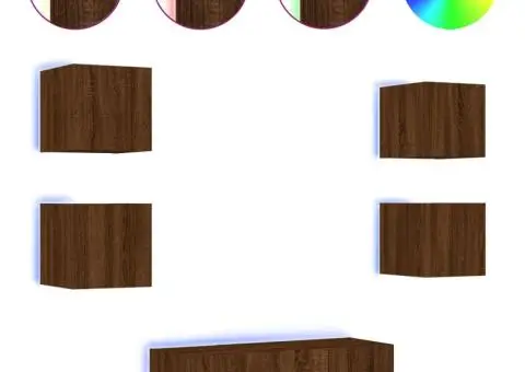 Unități de perete TV cu LED-uri, 6 piese, stejar maro, lemn - 2/5