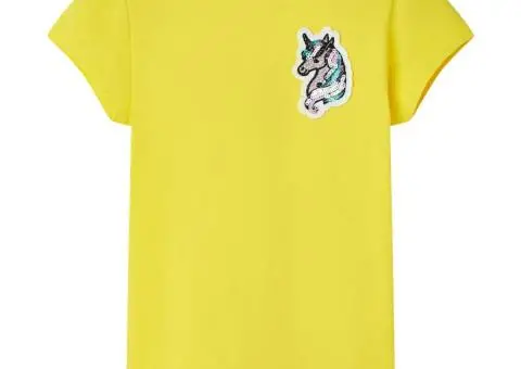 Tricou pentru copii, galben aprins, 128 - 1/5