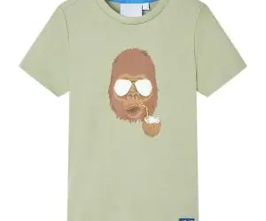 Tricou pentru copii cu mâneci scurte, kaki deschis, 116