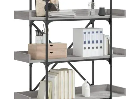 Bibliotecă 3 niveluri gri sonoma 100x33x108,5 cm lemn prelucrat - 1/5