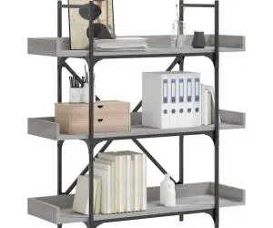 vidaXL Bibliotecă 3 niveluri gri sonoma 100x33x108,5 cm lemn prelucrat