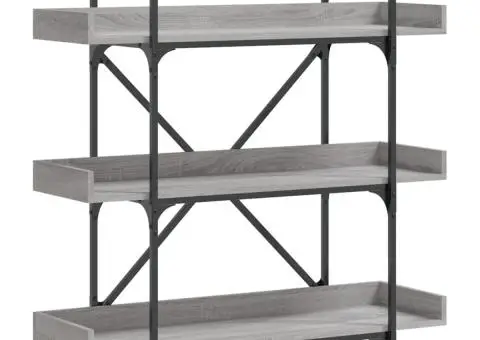 Bibliotecă 3 niveluri gri sonoma 100x33x108,5 cm lemn prelucrat - 2/5