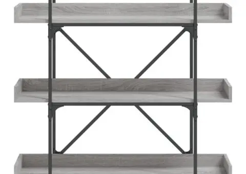 Bibliotecă 3 niveluri gri sonoma 100x33x108,5 cm lemn prelucrat - 4/5