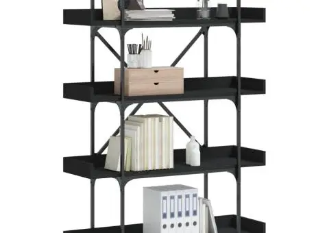Bibliotecă cu 4 niveluri, negru, 100x33x145,5 cm lemn prelucrat - 1/5