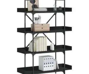 vidaXL Bibliotecă cu 4 niveluri, negru, 100x33x145,5 cm lemn prelucrat