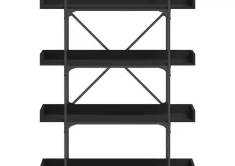 Bibliotecă cu 4 niveluri, negru, 100x33x145,5 cm lemn prelucrat - 4/5