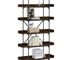 vidaXL Bibliotecă cu 5 niveluri, stejar fumuriu, 100x33x180,5 cm, lemn