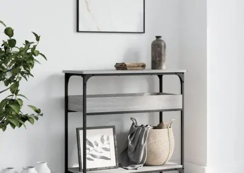 Măsuță consolă cu raft gri sonoma 75x29x75 cm lemn prelucrat - 3/5