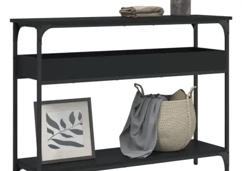 Măsuță consolă cu raft, negru, 100x29x75 cm, lemn prelucrat - 1/5