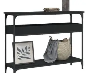 vidaXL Măsuță consolă cu raft, negru, 100x29x75 cm, lemn prelucrat