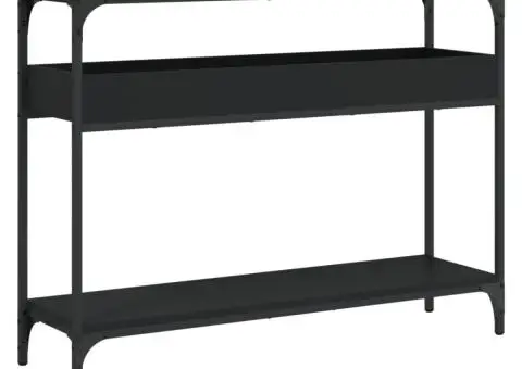 Măsuță consolă cu raft, negru, 100x29x75 cm, lemn prelucrat - 2/5