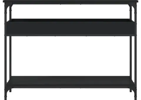Măsuță consolă cu raft, negru, 100x29x75 cm, lemn prelucrat - 4/5