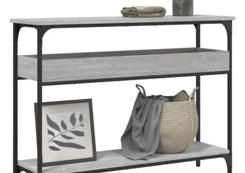 Măsuță consolă cu raft gri sonoma 100x29x75 cm lemn prelucrat - 1/5